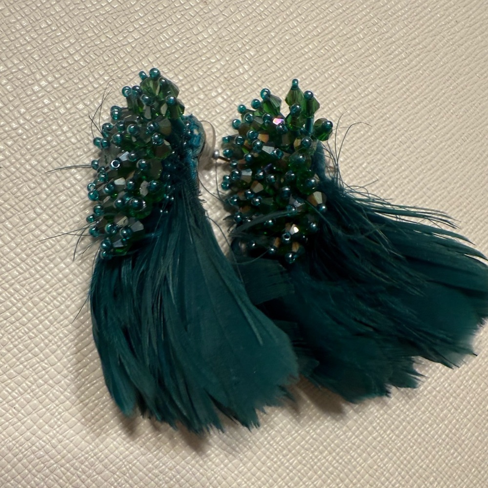 Mignonne Gavigan Dark Green Feather Earrings